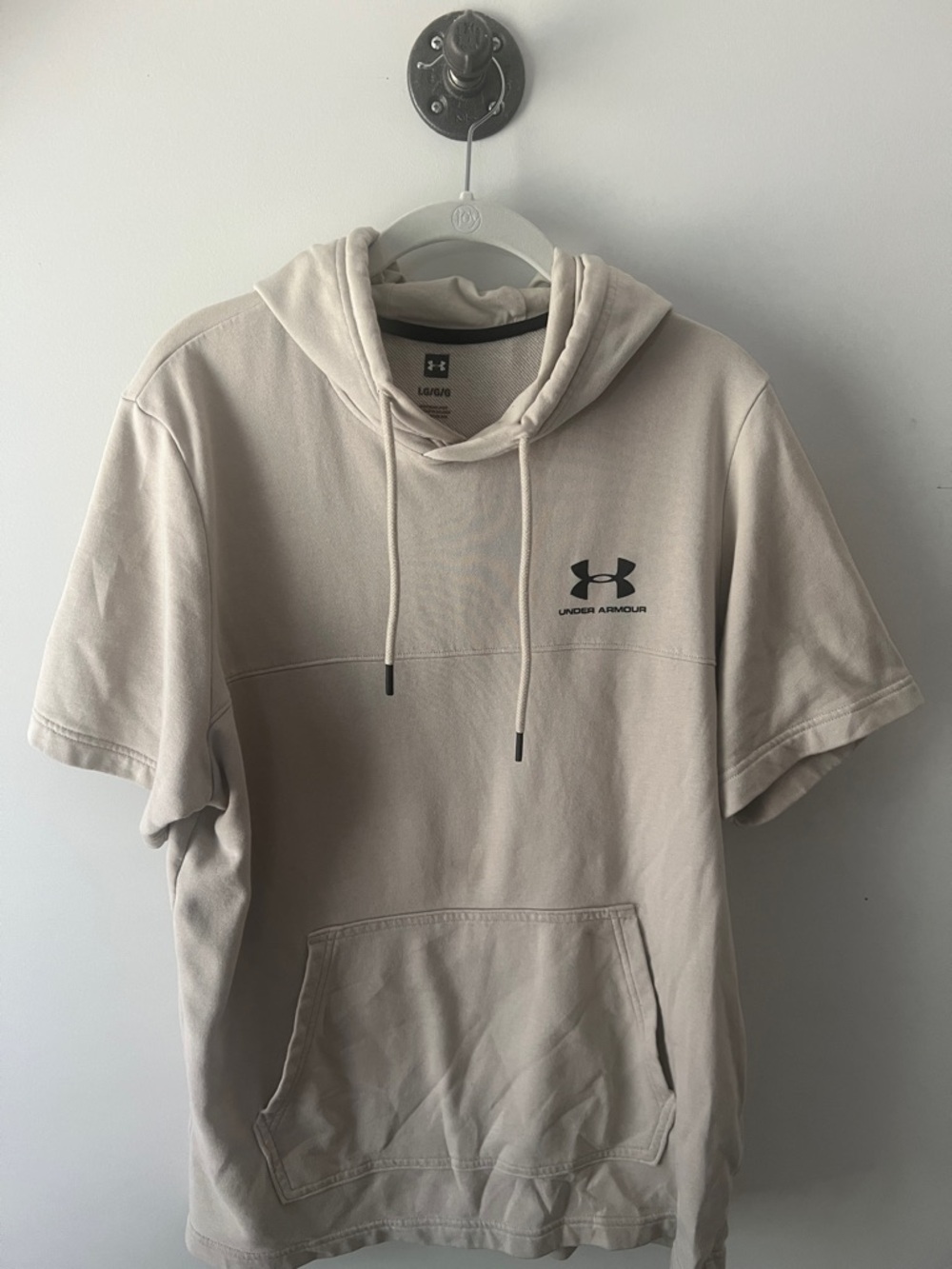 Under Armour Beige Short-Sleeve Hoodie with Black Logo